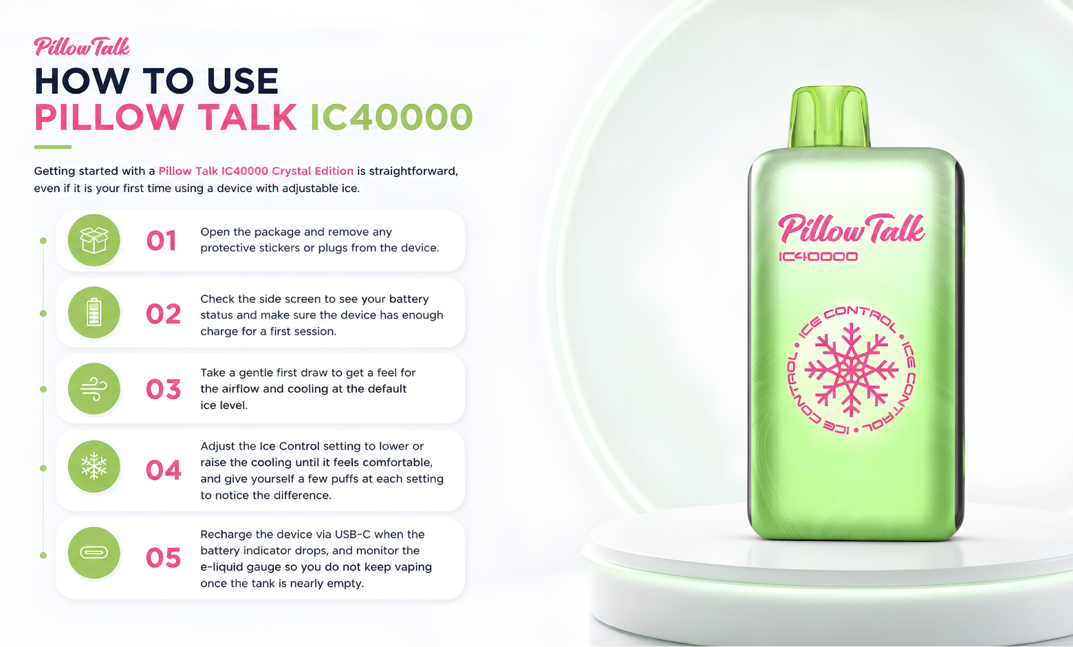 how to use pillow talk ic40000